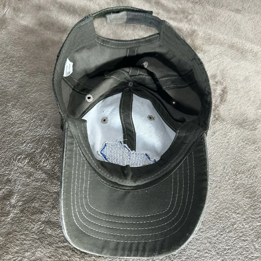 Kentucky State Map Camouflage Distressed Baseball Cap – Adjustable